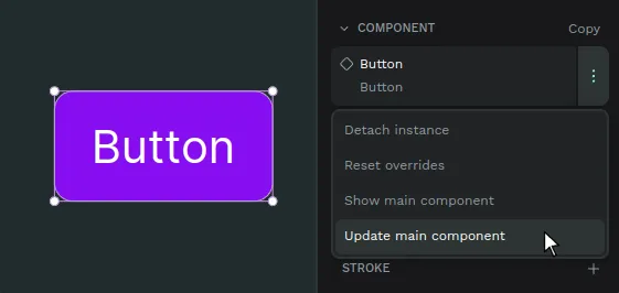 Updating a main component from a copy