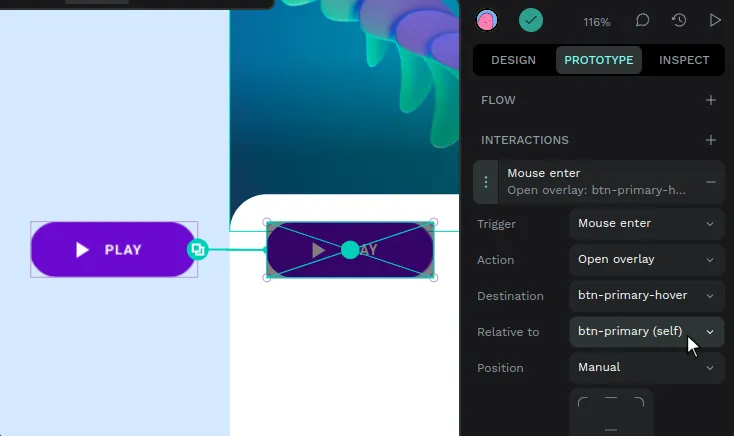 Prototype overlay relative position