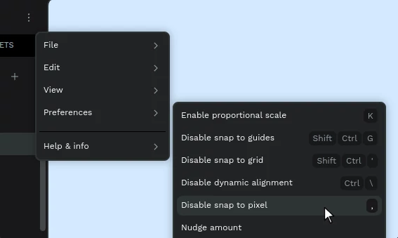 Snap to pixel setting